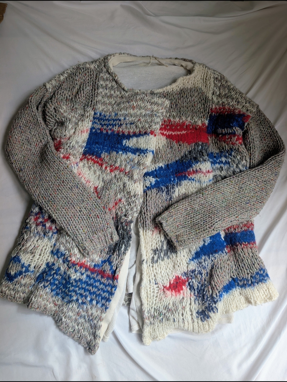 Free People "Fireworks" Chunky Wool Knit Cardigan Sweater - Picture 4 of 11